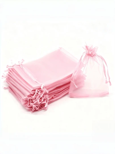 20/50/100 Piezas Bolsas de organza de 9cm*12cm para empaquetar joyas, bolsas de regalo con cordón, bolsas de almacenamiento de viaje para cosméticos y productos de cuidado de la piel, adecuadas para bodas, fiestas de cumpleaños, bolsas de regalo de joyas