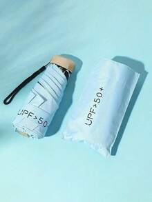 Compact Portable Lightweight Travel Umbrella, Strong Waterproof, Manual, 6 Ribs Reinforced, Manual Opening And Closing, Uv Protection Sunshade, For Men And Women (Due To Different Batches, The Fabric Cover, Rib Color, English Letter Pattern Design, Button Shape, And Umbrella Rib Color Are Randomly Matched. We Deeply Apologize For Any Inconvenience Caused.) - Multicolor - View 12