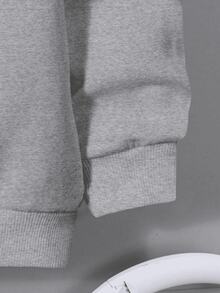 Sudadera para mujer estilo deportivo casual americano estampado de letras ajuste holgado con capucha manga larga otoño invierno uso diario sudadera - Gris - Ver 2