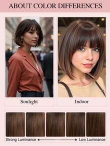 Tóc giả Bob ngắn có mái, tóc thẳng, trang phục hàng ngày, tóc thật, tóc giả chịu nhiệt, tóc giả cắt Pixie, tóc giả Bob - S4/30 - Xem 3