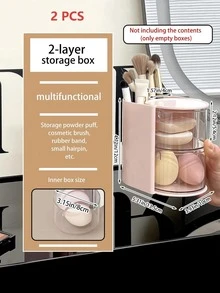 1 Pieza Organizador de Maquillaje Giratorio con Cajones, Caja de Almacenamiento de Cosméticos de Plástico con Divisores, Caja de Maquillaje de Escritorio Compacta para Viajes para Almacenar Esponjas de Maquillaje, Brochas de Maquillaje, Lazos de Cabello Pequeños, Clips, para Vacaciones en la Playa, Colección de Baño, Colección de Dormitorio, Gran Capacidad - Multicolor - Ver 15