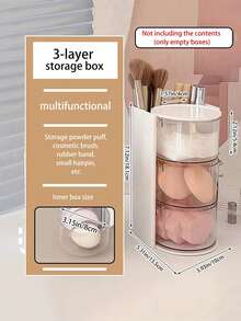 1 Pieza Organizador de Maquillaje Giratorio con Cajones, Caja de Almacenamiento de Cosméticos de Plástico con Divisores, Caja de Maquillaje de Escritorio Compacta para Viajes para Almacenar Esponjas de Maquillaje, Brochas de Maquillaje, Lazos de Cabello Pequeños, Clips, para Vacaciones en la Playa, Colección de Baño, Colección de Dormitorio, Gran Capacidad - Multicolor - Ver 17