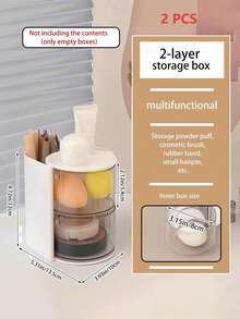 1 Pieza Organizador de Maquillaje Giratorio con Cajones, Caja de Almacenamiento de Cosméticos de Plástico con Divisores, Caja de Maquillaje de Escritorio Compacta para Viajes para Almacenar Esponjas de Maquillaje, Brochas de Maquillaje, Lazos de Cabello Pequeños, Clips, para Vacaciones en la Playa, Colección de Baño, Colección de Dormitorio, Gran Capacidad - Multicolor - Ver 14