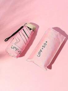 Compact Portable Lightweight Travel Umbrella, Strong Waterproof, Manual, 6 Ribs Reinforced, Manual Opening And Closing, Uv Protection Sunshade, For Men And Women (Due To Different Batches, The Fabric Cover, Rib Color, English Letter Pattern Design, Button Shape, And Umbrella Rib Color Are Randomly Matched. We Deeply Apologize For Any Inconvenience Caused.) - Multicolor - View 10