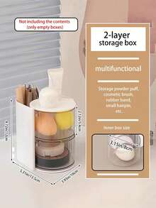 1 Pieza Organizador de Maquillaje Giratorio con Cajones, Caja de Almacenamiento de Cosméticos de Plástico con Divisores, Caja de Maquillaje de Escritorio Compacta para Viajes para Almacenar Esponjas de Maquillaje, Brochas de Maquillaje, Lazos de Cabello Pequeños, Clips, para Vacaciones en la Playa, Colección de Baño, Colección de Dormitorio, Gran Capacidad - Multicolor - Ver 13