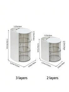1 Pieza Organizador de Maquillaje Giratorio con Cajones, Caja de Almacenamiento de Cosméticos de Plástico con Divisores, Caja de Maquillaje de Escritorio Compacta para Viajes para Almacenar Esponjas de Maquillaje, Brochas de Maquillaje, Lazos de Cabello Pequeños, Clips, para Vacaciones en la Playa, Colección de Baño, Colección de Dormitorio, Gran Capacidad - Multicolor - Ver 2