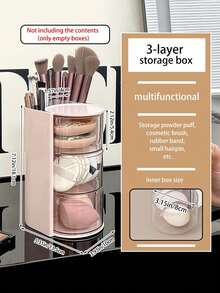1 Pieza Organizador de Maquillaje Giratorio con Cajones, Caja de Almacenamiento de Cosméticos de Plástico con Divisores, Caja de Maquillaje de Escritorio Compacta para Viajes para Almacenar Esponjas de Maquillaje, Brochas de Maquillaje, Lazos de Cabello Pequeños, Clips, para Vacaciones en la Playa, Colección de Baño, Colección de Dormitorio, Gran Capacidad - Multicolor - Ver 11