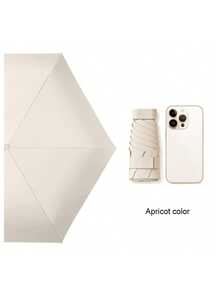 Compact Portable Lightweight Travel Umbrella, Strong Waterproof, Manual, 6 Ribs Reinforced, Manual Opening And Closing, Uv Protection Sunshade, For Men And Women (Due To Different Batches, The Fabric Cover, Rib Color, English Letter Pattern Design, Button Shape, And Umbrella Rib Color Are Randomly Matched. We Deeply Apologize For Any Inconvenience Caused.) - Multicolor - View 11