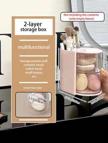 1 Pieza Organizador de Maquillaje Giratorio con Cajones, Caja de Almacenamiento de Cosméticos de Plástico con Divisores, Caja de Maquillaje de Escritorio Compacta para Viajes para Almacenar Esponjas de Maquillaje, Brochas de Maquillaje, Lazos de Cabello Pequeños, Clips, para Vacaciones en la Playa, Colección de Baño, Colección de Dormitorio, Gran Capacidad - Multicolor - Ver 16