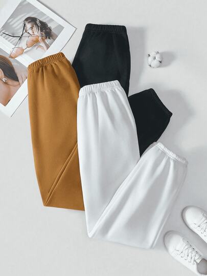 Dama pantalones casuales estilo deportivo tela cómoda cintura elástica ajuste holgado tiro alto largo primavera otoño uso diario pantalones