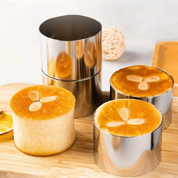 4 piezas Moldes de acero inoxidable para mousse DIY, moldes redondos de acero inoxidable mini para tartas, moldes redondos para tiramisú, mafen, herramientas de cocina para hornear pasteles y postres
