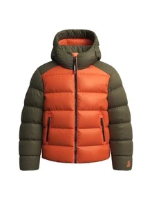 Superdry Men's Sport Puffer Hooded Jacket Green Orange - Khaki colourblock - View 4