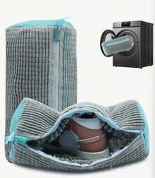1个360°洗衣机鞋袋，适用于各种鞋型——防变形，可机洗，可晾干，保护性洗衣袋，内含优质羊毛，非常适合运动鞋和休闲鞋。