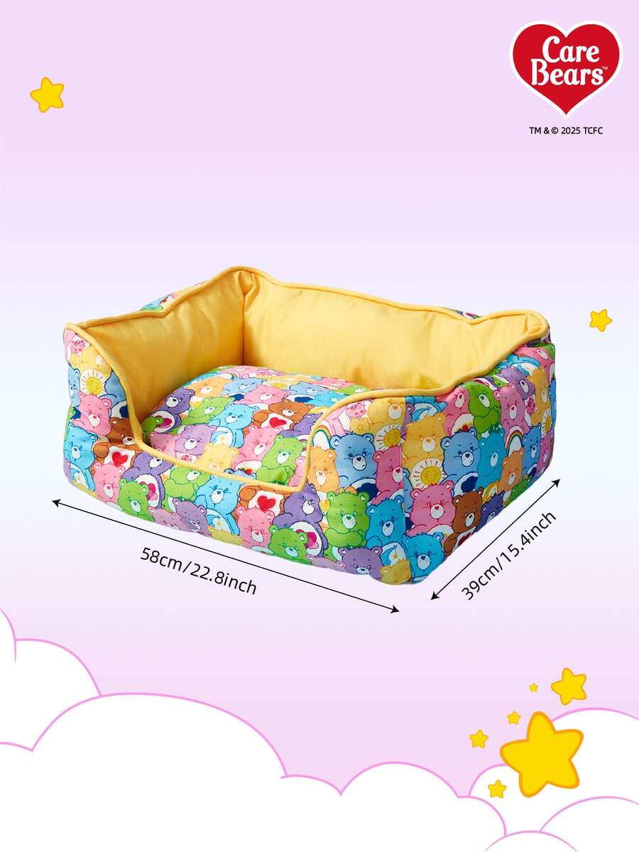 Care Bears X PETSIN 1個小熊彩色卡通圖案印花可愛舒適貓狗四季巢墊,可拆洗防滑寵物床,適合客廳、臥室、籠子,甜美禮物 - 彩色 - 查看 1