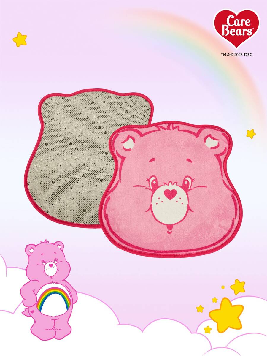 Care Bears X PETSIN 1件装宠物猫狗通用粉色小熊卡通可爱图案印花毛绒保暖舒适狗狗睡垫 - 熊頭地墊 - 查看 1