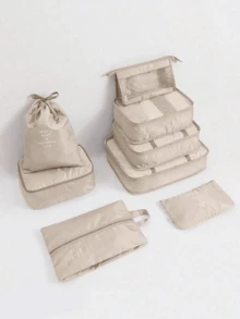 7件套-8件套多功能化妆品旅行收纳包 - 化妆刷包、化妆包、护肤品包、衣物袋、拉链袋、手提袋、鞋袋、水瓶袋、束口袋、内衣袋、行李收纳包、珠宝收纳包、化妆品收纳包，大容量，便携，网状设计，节省空间，也适用于收纳衣物和裤子 - 彩色 - 查看 3