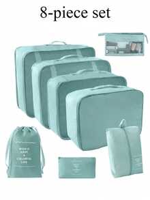 7件套-8件套多功能化妆品旅行收纳包 - 化妆刷包、化妆包、护肤品包、衣物袋、拉链袋、手提袋、鞋袋、水瓶袋、束口袋、内衣袋、行李收纳包、珠宝收纳包、化妆品收纳包，大容量，便携，网状设计，节省空间，也适用于收纳衣物和裤子 - 彩色 - 查看 13