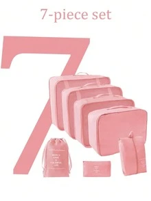 7件套-8件套多功能化妆品旅行收纳包 - 化妆刷包、化妆包、护肤品包、衣物袋、拉链袋、手提袋、鞋袋、水瓶袋、束口袋、内衣袋、行李收纳包、珠宝收纳包、化妆品收纳包，大容量，便携，网状设计，节省空间，也适用于收纳衣物和裤子 - 彩色 - 查看 18