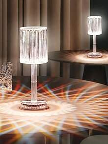 1PC Crystal Table Lamp, Atmosphere Lamp USB Three-Color Touch Model Small Night, Decorative Table Lamp, Diamond Crystal Table Lamp, For Room Decor Desk Lamp, Bedroom, Living Room, Kitchen, Dining Room Lamp