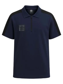 Umbro Terrace Mens 1/4 Zip Polo Shirt Navy Blue - Black - View 1