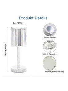 1PC Crystal Table Lamp, Atmosphere Lamp USB Three-Color Touch Model Small Night, Decorative Table Lamp, Diamond Crystal Table Lamp, For Room Decor Desk Lamp, Bedroom, Living Room, Kitchen, Dining Room Lamp