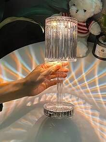 1PC Crystal Table Lamp, Atmosphere Lamp USB Three-Color Touch Model Small Night, Decorative Table Lamp, Diamond Crystal Table Lamp, For Room Decor Desk Lamp, Bedroom, Living Room, Kitchen, Dining Room Lamp