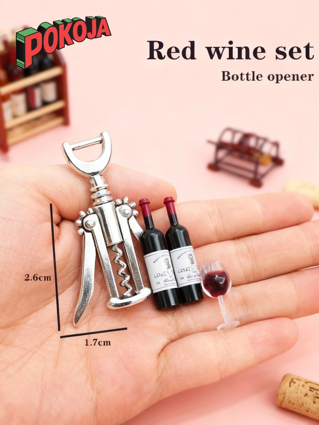 POKOJA LAND 7 件套迷你娃娃屋配件 - 酒瓶、香槟套装、1:6/1:12 比例微型家具装饰品，适合万圣节/感恩节/圣诞节礼物