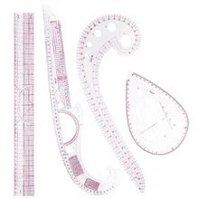 1/5/6 Piezas Juego de reglas curvas métricas francesas, herramienta de medición para costura, confección, dibujo, artesanía. Regla curva métrica francesa, regla de costura, herramienta de sastre, regalo del Día de la Madre, regalos del Día de la Madre para mujeres - transparente - Ver 5