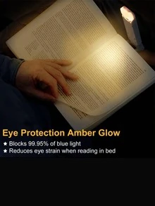 1Pc Portable Bookmark Light, Rechargeable LED Reading Light, Clip-On Reading Light, Bed Reading Eye Protection Light - 白光+暖光+中性光 - 查看 3