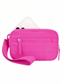 女士腕包钱包 - 绗缝尼龙腕包，带 3 个拉链隔层、旅行卡包和收纳包 - 彩色 - 查看 13