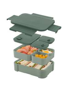 4‑Compartment Bento Lunch Box, Leak‑Proof Portable Meal Prep Container With Cutlery, Microwave‑Friendly Reusable Food Storage Box For School, Office, Picnic & Outdoor Travel - Multicolor - View 12