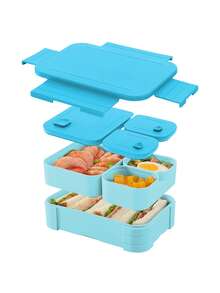 4‑Compartment Bento Lunch Box, Leak‑Proof Portable Meal Prep Container With Cutlery, Microwave‑Friendly Reusable Food Storage Box For School, Office, Picnic & Outdoor Travel - Multicolor - View 17