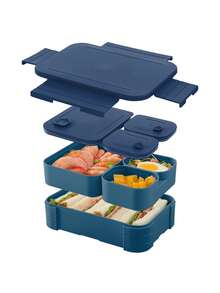4‑Compartment Bento Lunch Box, Leak‑Proof Portable Meal Prep Container With Cutlery, Microwave‑Friendly Reusable Food Storage Box For School, Office, Picnic & Outdoor Travel - Multicolor - View 15