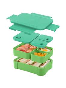 4‑Compartment Bento Lunch Box, Leak‑Proof Portable Meal Prep Container With Cutlery, Microwave‑Friendly Reusable Food Storage Box For School, Office, Picnic & Outdoor Travel - Multicolor - View 10