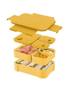 4‑Compartment Bento Lunch Box, Leak‑Proof Portable Meal Prep Container With Cutlery, Microwave‑Friendly Reusable Food Storage Box For School, Office, Picnic & Outdoor Travel - Multicolor - View 11