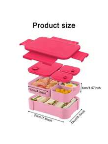4‑Compartment Bento Lunch Box, Leak‑Proof Portable Meal Prep Container With Cutlery, Microwave‑Friendly Reusable Food Storage Box For School, Office, Picnic & Outdoor Travel - Multicolor - View 2