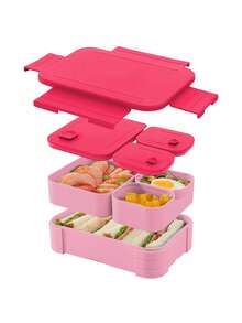 4‑Compartment Bento Lunch Box, Leak‑Proof Portable Meal Prep Container With Cutlery, Microwave‑Friendly Reusable Food Storage Box For School, Office, Picnic & Outdoor Travel - Multicolor - View 13