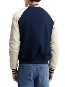 College Varsity Men's Jacket Navy Blue - Navy/White - View 2