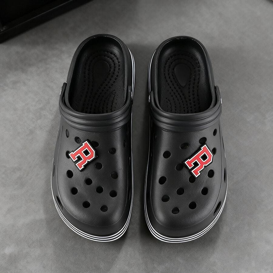 Zuecos de Agujeros para Hombres Multicolor de Moda y Transpirables pantuflas, Suela Blanda y Antideslizante - Ideal para Hogar, Playa y Exterior - 7002H-BLACK - Ver 1