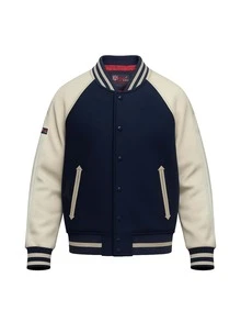 College Varsity Men's Jacket Navy Blue - Navy/White - View 4