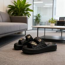 Chanclas /pantuflas de Moda Mujer con Plataforma Alta para Aumentar Estatura, Sandalias Unisex de Hebilla de Una Pieza para Exterior e Interior, Suela Antideslizante - 8756-Negro - Ver 4