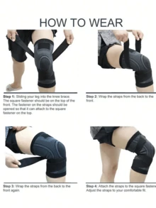 1 Stück S/M/L/XL Outdoor Sport Knieschoner für Frauen und Männer, druckfeste elastische Sport Knieschützer, Unterstützung für Fitness, Basketball, Volleyball, Schutzausrüstung, Fitnesszubehör, Kniestütze, Sport Knieschoner, Fitness Knieschoner - Schwarz - Übersicht 7