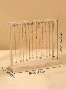 1 pieza/2 piezas Soporte de exhibición de collar de tono de madera natural, Cadena de suéter de tamaño grande, Organizador de joyas Rack de pulsera, Sol Viaje Regreso a la escuela - Color madera - Ver 7