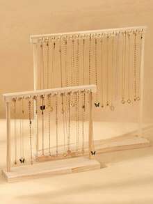 1 pieza/2 piezas Soporte de exhibición de collar de tono de madera natural, Cadena de suéter de tamaño grande, Organizador de joyas Rack de pulsera, Sol Viaje Regreso a la escuela - Color madera - Ver 6