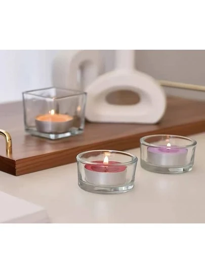 3/6/12 piezas, Portavelas de té de vidrio transparente, Tazas para velas de té, Portavelas de té, Adecuado para bodas, cenas, decoraciones de mesa, fiestas, decoraciones del hogar