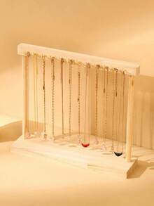 1 pieza/2 piezas Soporte de exhibición de collar de tono de madera natural, Cadena de suéter de tamaño grande, Organizador de joyas Rack de pulsera, Sol Viaje Regreso a la escuela - Color madera - Ver 11