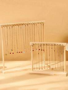 1 pieza/2 piezas Soporte de exhibición de collar de tono de madera natural, Cadena de suéter de tamaño grande, Organizador de joyas Rack de pulsera, Sol Viaje Regreso a la escuela - Color madera - Ver 9