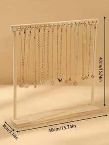 1 pieza/2 piezas Soporte de exhibición de collar de tono de madera natural, Cadena de suéter de tamaño grande, Organizador de joyas Rack de pulsera, Sol Viaje Regreso a la escuela - Color madera - Ver 5