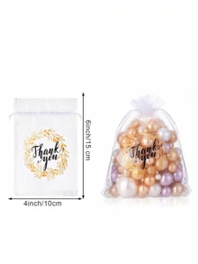 10/20/30pcs Organza Bags,Thank You Organza Drawstring Bags,Thank You Gift Bags,Sheer Organza Bags - Multicolor - View 3
