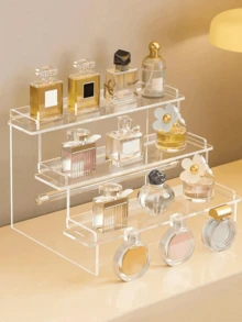 1个亚克力化妆品收纳架，多层展示储物架，适用于香水、护肤品、化妆品，加固坚固的金字塔形支架，适用于客厅、浴室、卧室、家居装饰、度假海滩、浴室用品、卧室用品，大容量 - 無色 - 查看 2